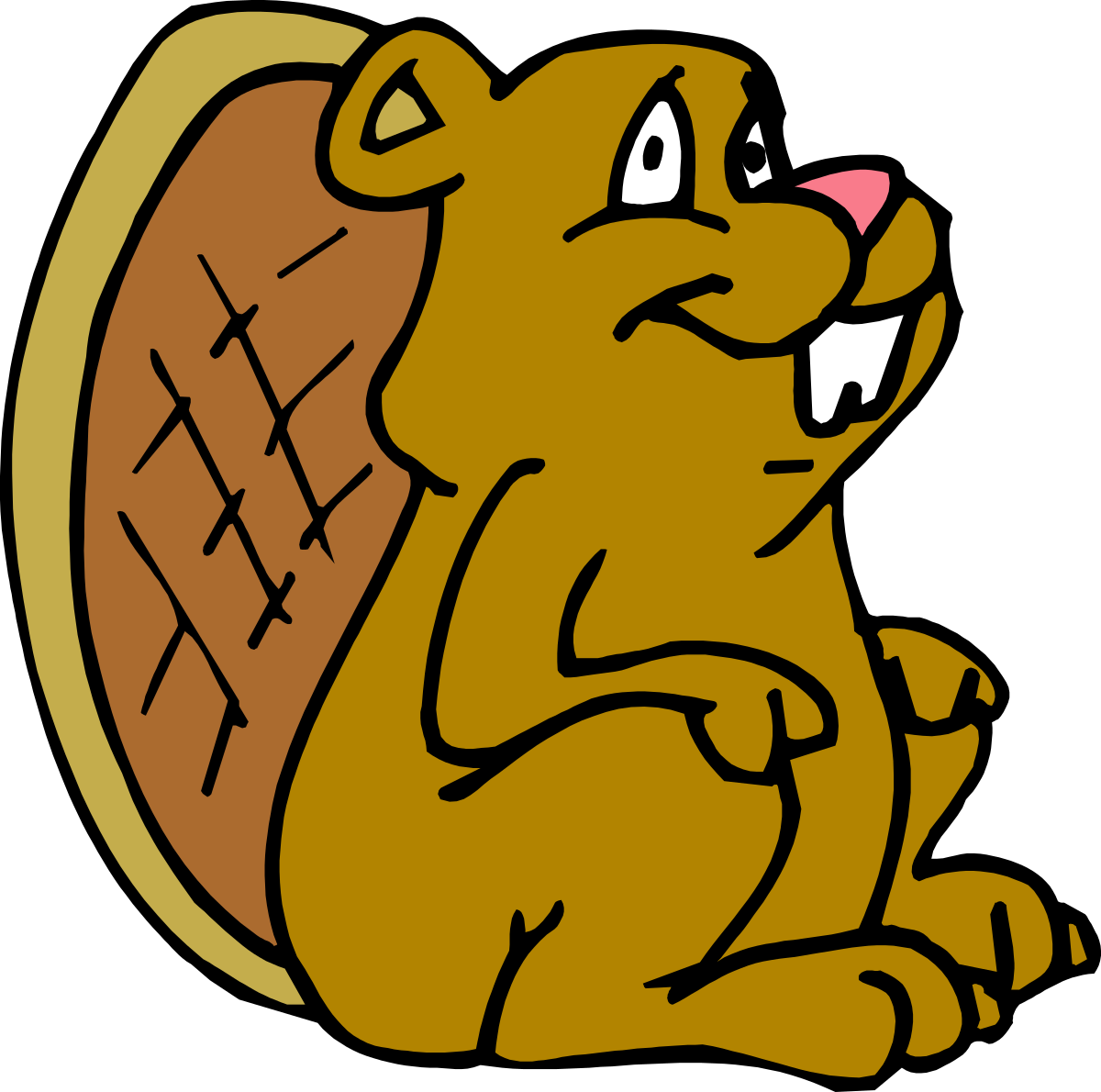 Brown Bear Sitting Down with Paw on Back - Enchanting Wildlife Clipart