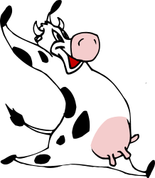 Cow Clipart with Red Nose on Black Background