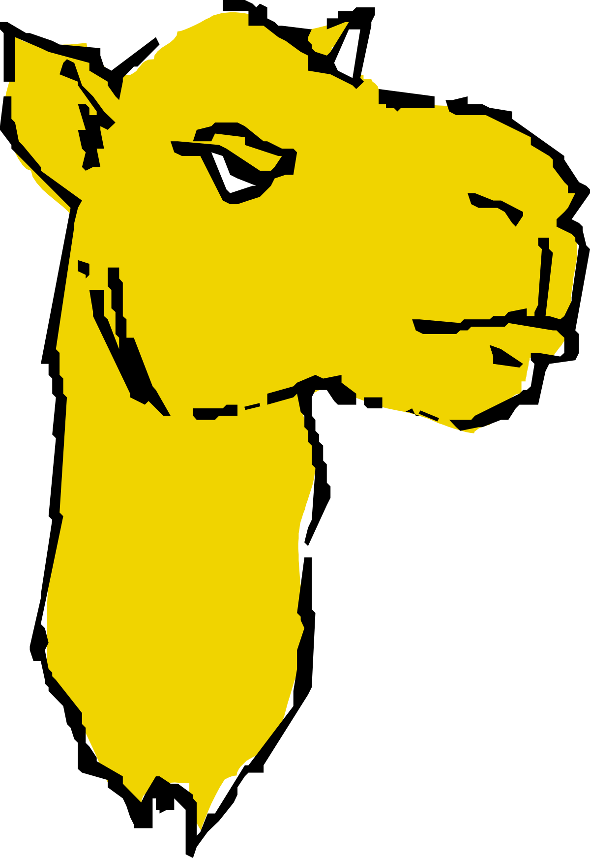 Yellow Camel Head Clipart on Black Background