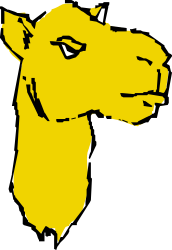Yellow Camel Head Clipart on Black Background