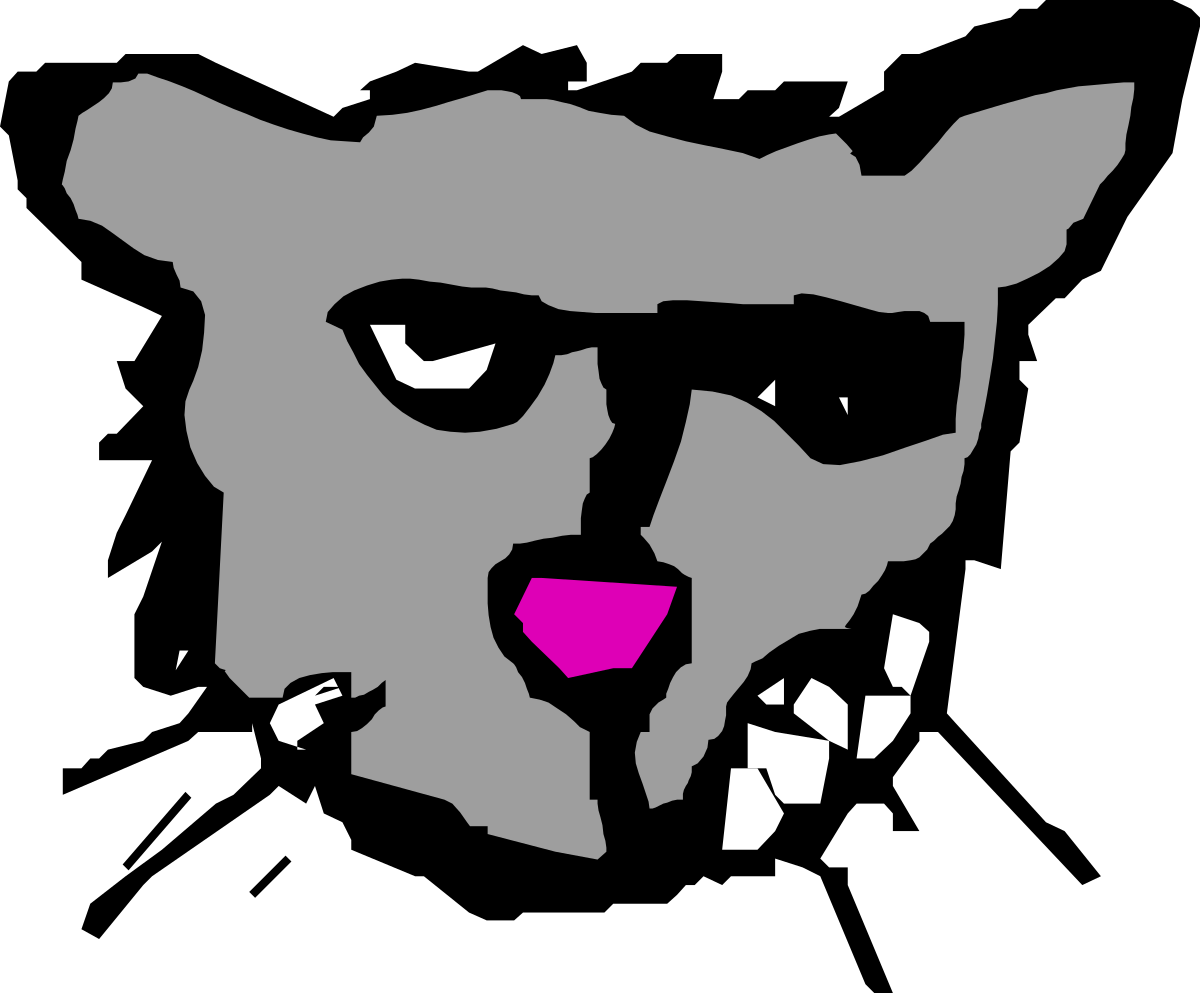 Black and White Cat Clipart with Pink Nose