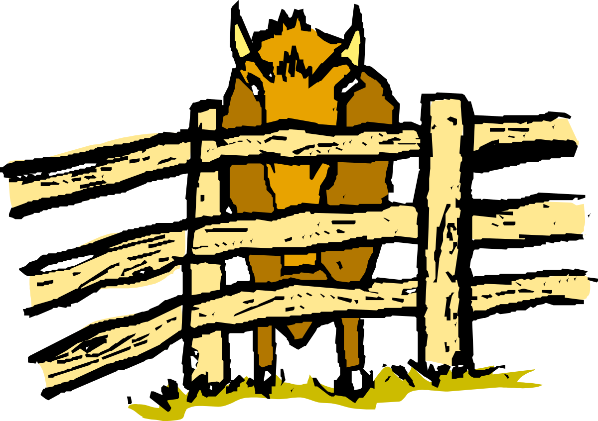 Horse Standing on Wooden Fence Clipart - Perfect for Nature Themes