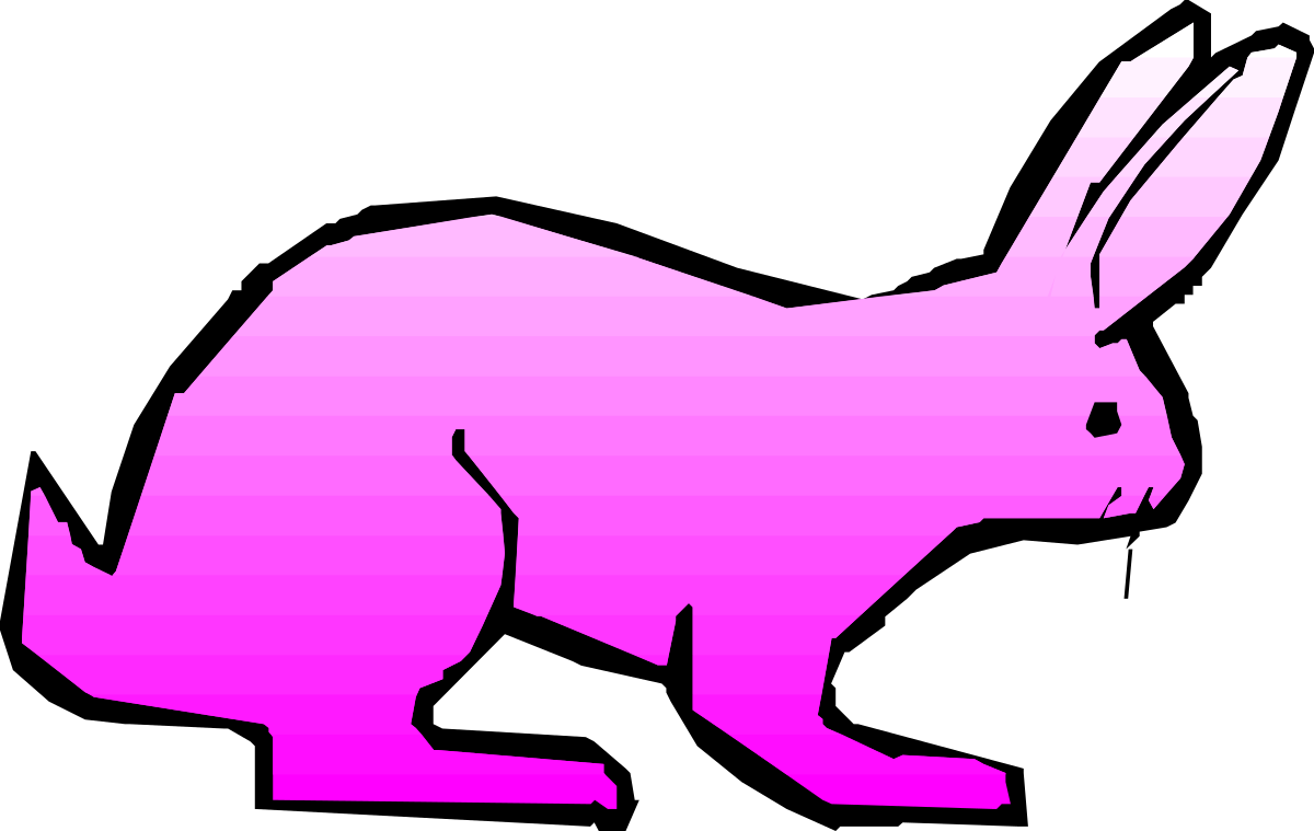 Pink Rabbit Silhouette Against Black Background Clipart