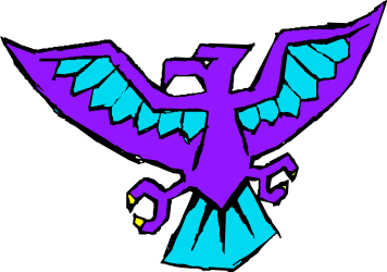 Blue and Purple Bird on Black Background Clipart