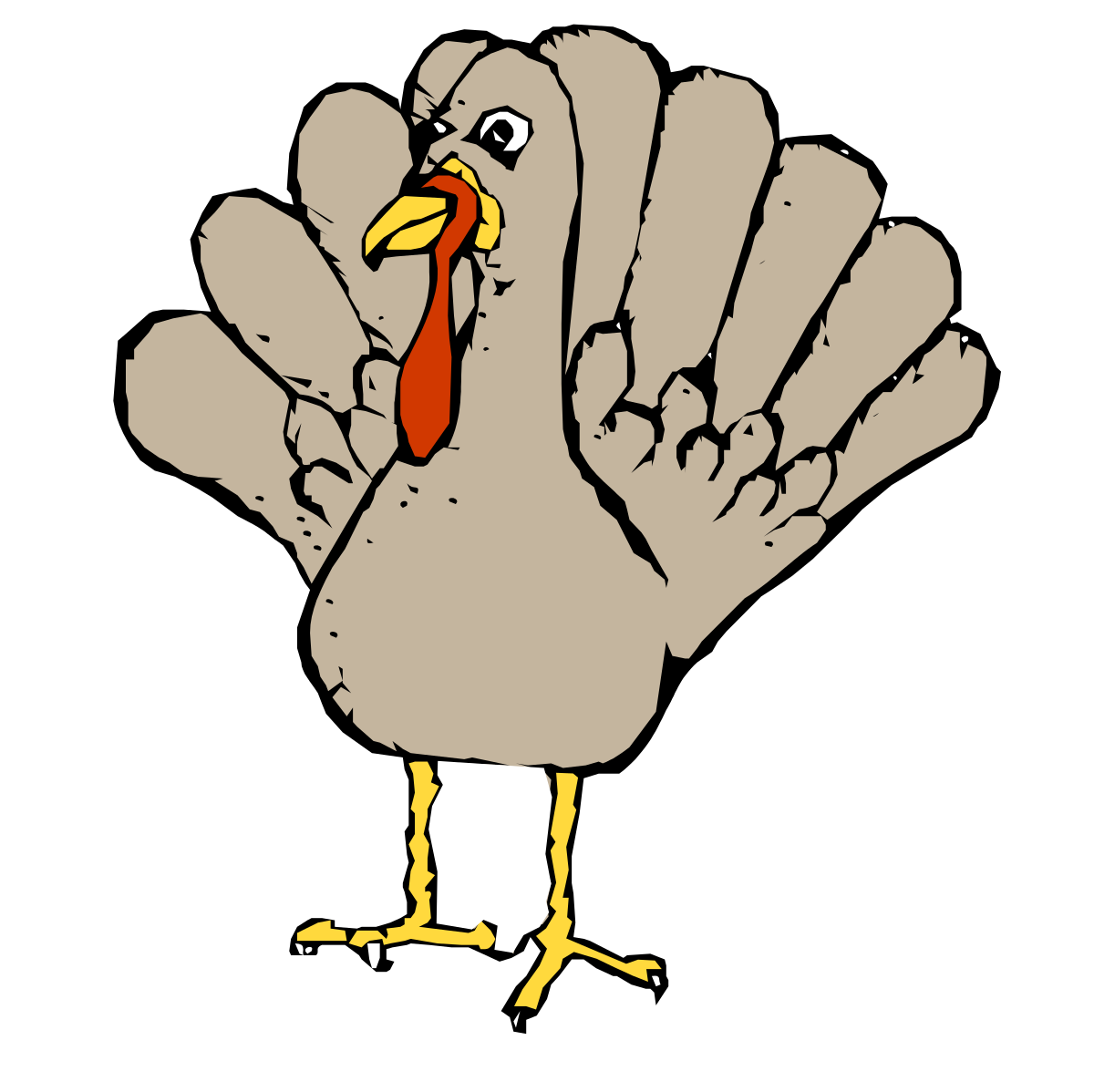 Turkey with Red Tie on White Background Clipart