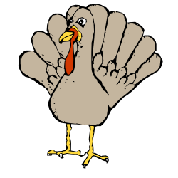 Turkey with Red Tie on White Background Clipart