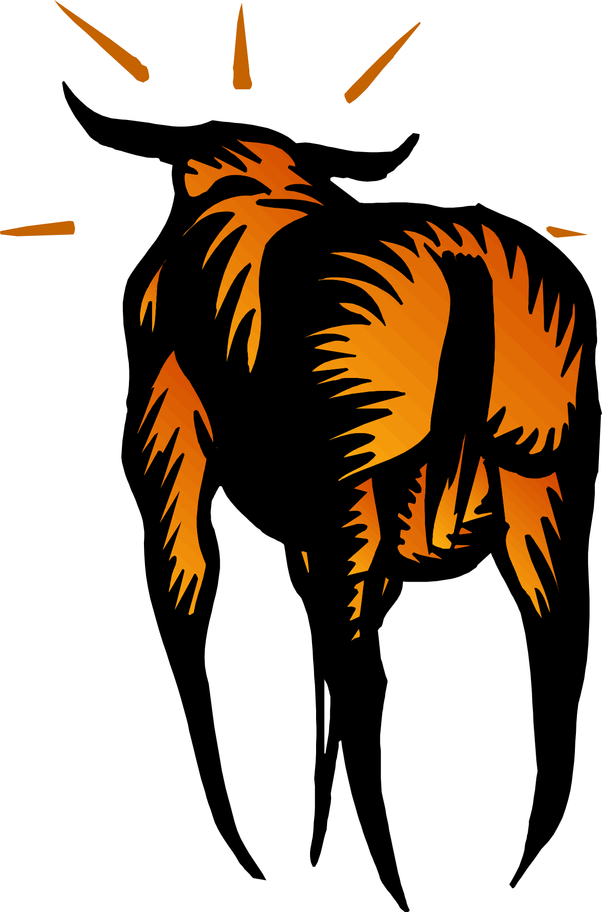Black and Orange Elephant Clipart on Dark Background