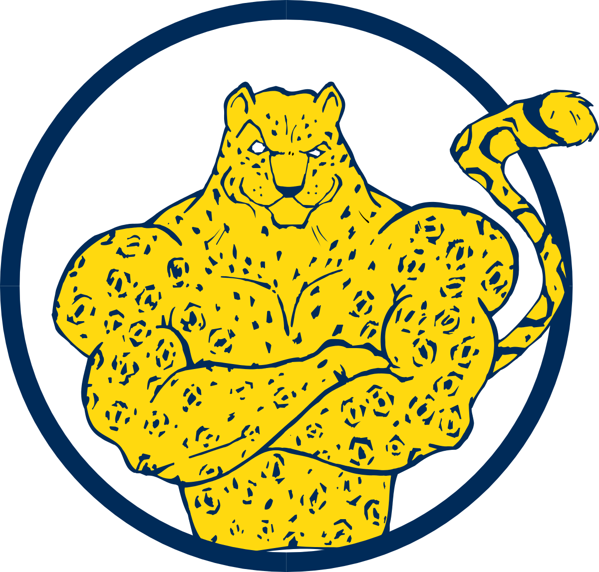 Cat Logo Clipart: Vibrant Yellow and Blue Design