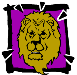 Lion Head Clipart with Purple Background - Bold and Eye-Catching
