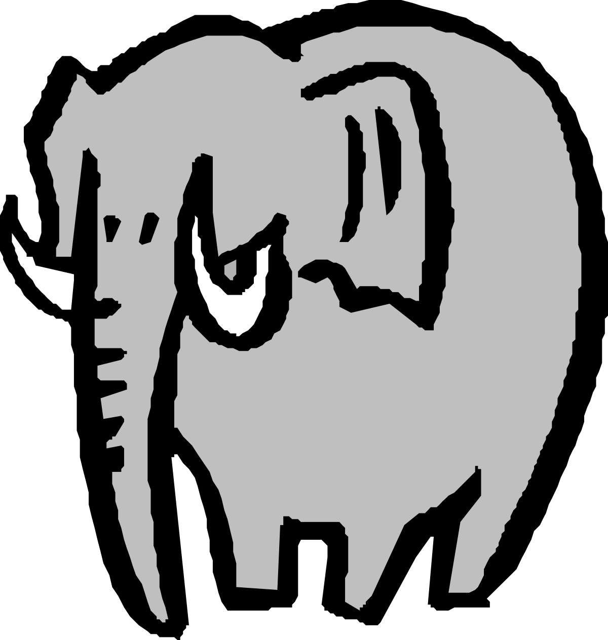Black and White Elephant with White Face - Unique Clipart Illustration