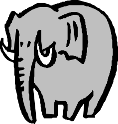 Black and White Elephant with White Face - Unique Clipart Illustration