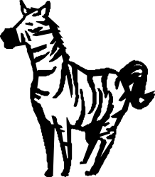 Black and White Tiger Silhouette on Black Background Clipart