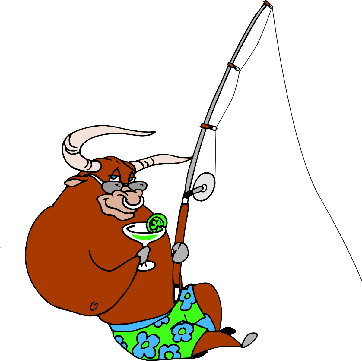 Cartoon Cow Fishing on a Lake - Fun Clipart for Creative Projects