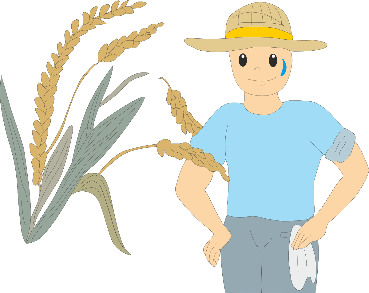 Wheat Clipart Featuring a Man in a Hat