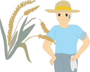 Wheat Clipart Featuring a Man in a Hat