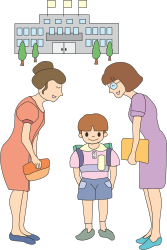 House Clipart: A Woman and Child Admiring Their Dream Home