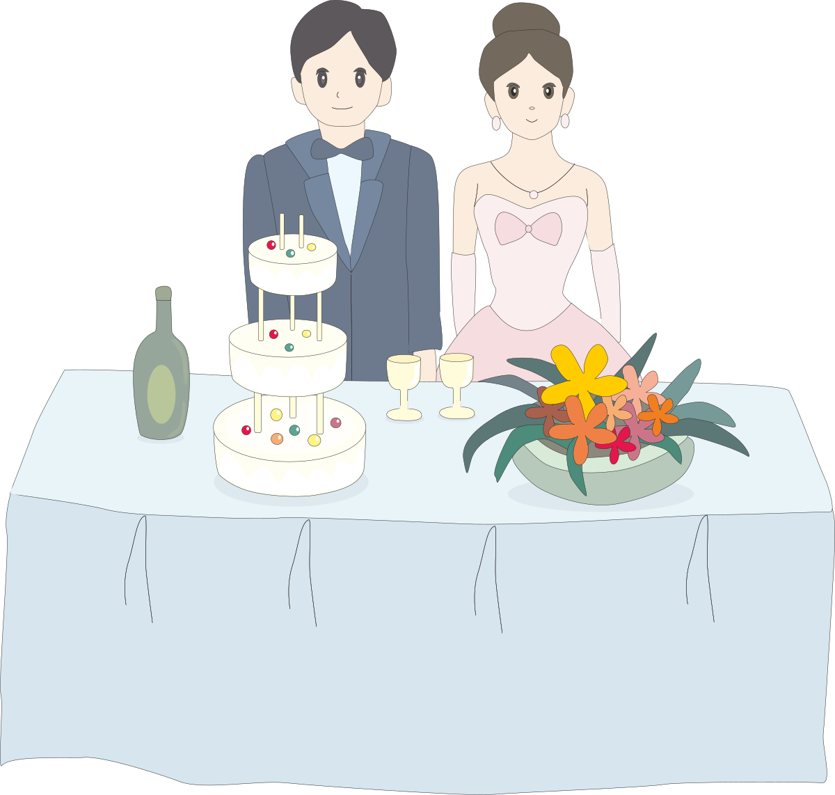 Couple Cutting Cake Together - Heartwarming Clipart