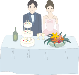Couple Cutting Cake Together - Heartwarming Clipart