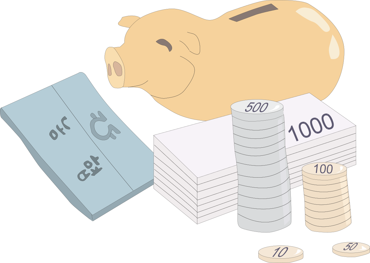 Pig Sitting on Money Stacks - Charming Clipart Collection
