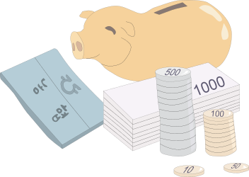 Pig Sitting on Money Stacks - Charming Clipart Collection