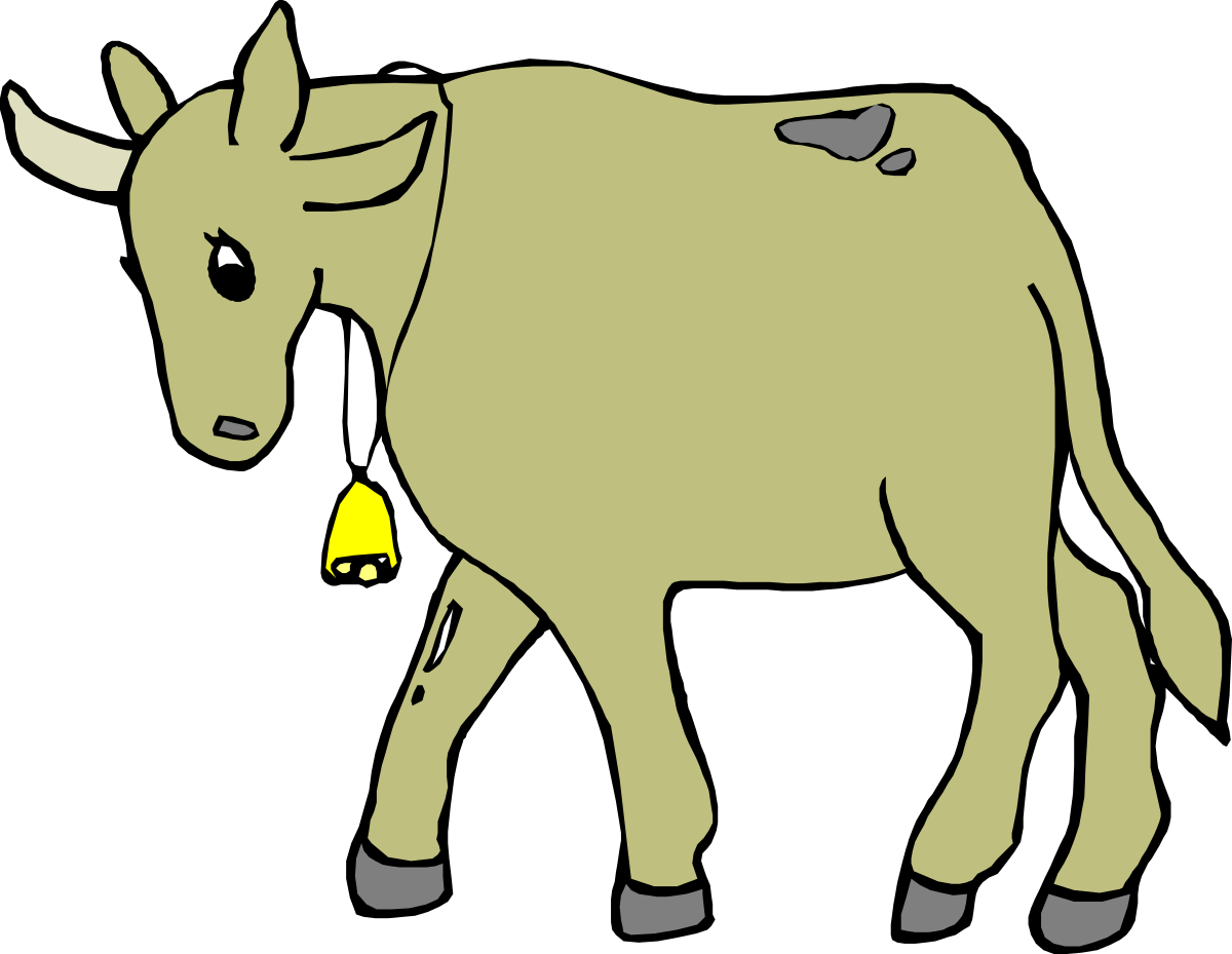 Cartoon Cow Clipart with Bell - Perfect for Farm Themes