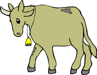 Cartoon Cow Clipart with Bell - Perfect for Farm Themes