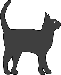Black Cat Silhouette on Black Background - Eye-Catching Clipart
