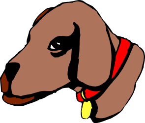 Dog with Red and Yellow Collars - Playful Clipart for Your Projects