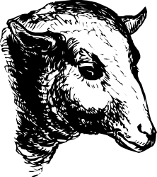 Sheep Head Clipart on Black Background for Unique Designs