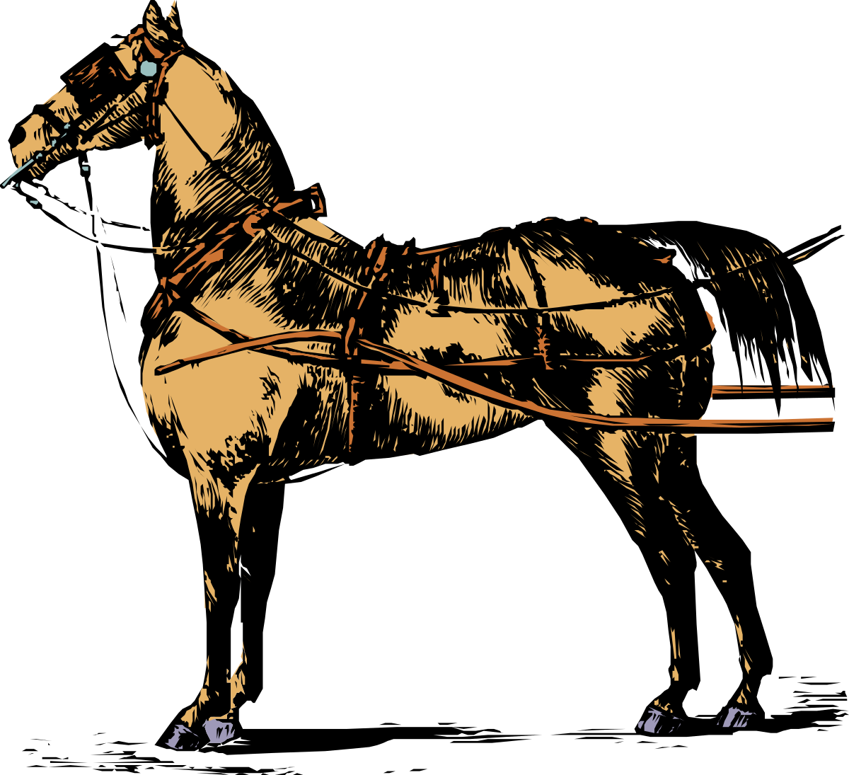 Horse Clipart on Black Background - Elegant Line Art Design