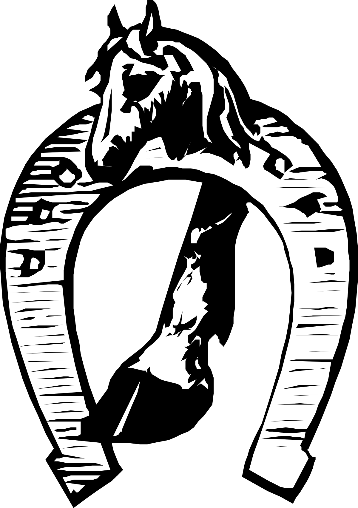 Circle Silhouette of Horse and Rider Clipart