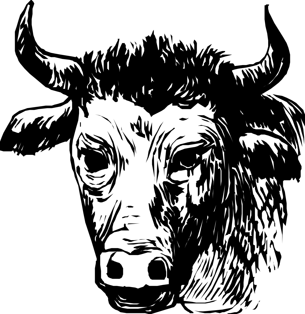 Black and White Cow Clipart with Big Nose - Perfect for Farm Themes