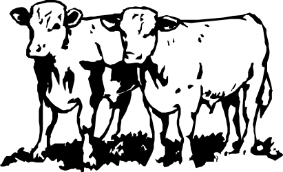 Cow Silhouette Against Black Background - Stunning Clipart