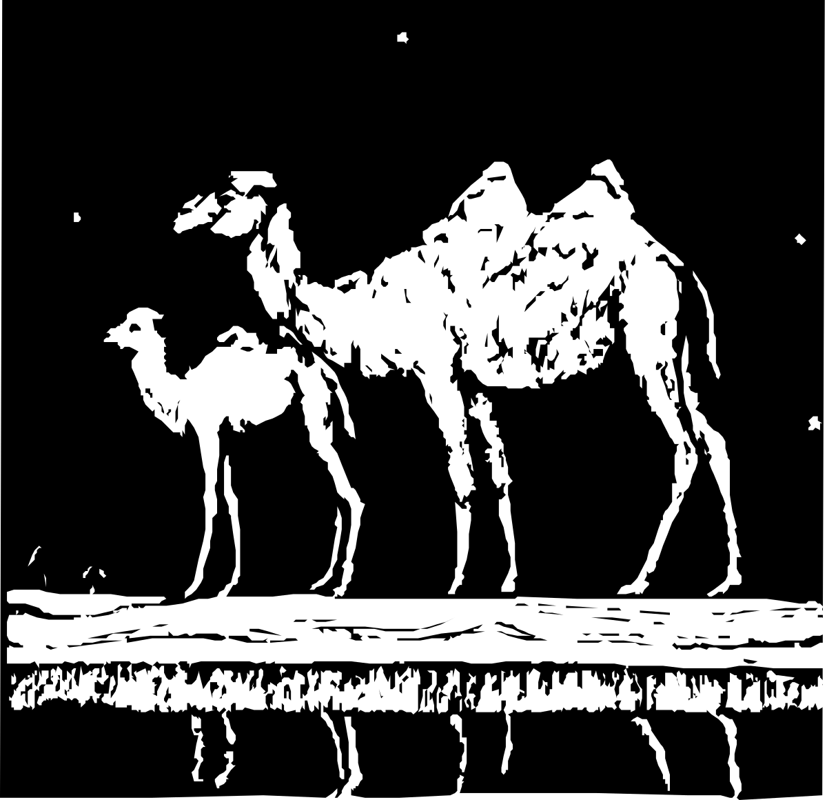 Camel and Baby on Log - Charming Nature Clipart
