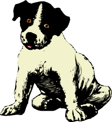 Dog with Big Orange Eye Sitting Down - Unique Clipart Collection