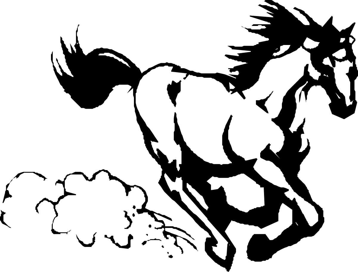 Horse Silhouette Against Black Background - Stunning Clipart