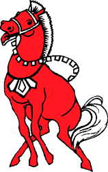 Red Horse with White Mane on Black Background Clipart