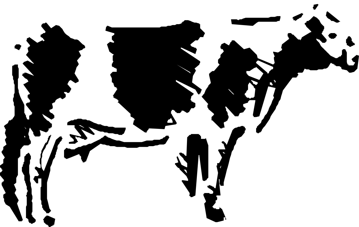 Cow Silhouette on Black Background - Elegant Clipart for Versatile Use