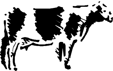 Cow Silhouette on Black Background - Elegant Clipart for Versatile Use