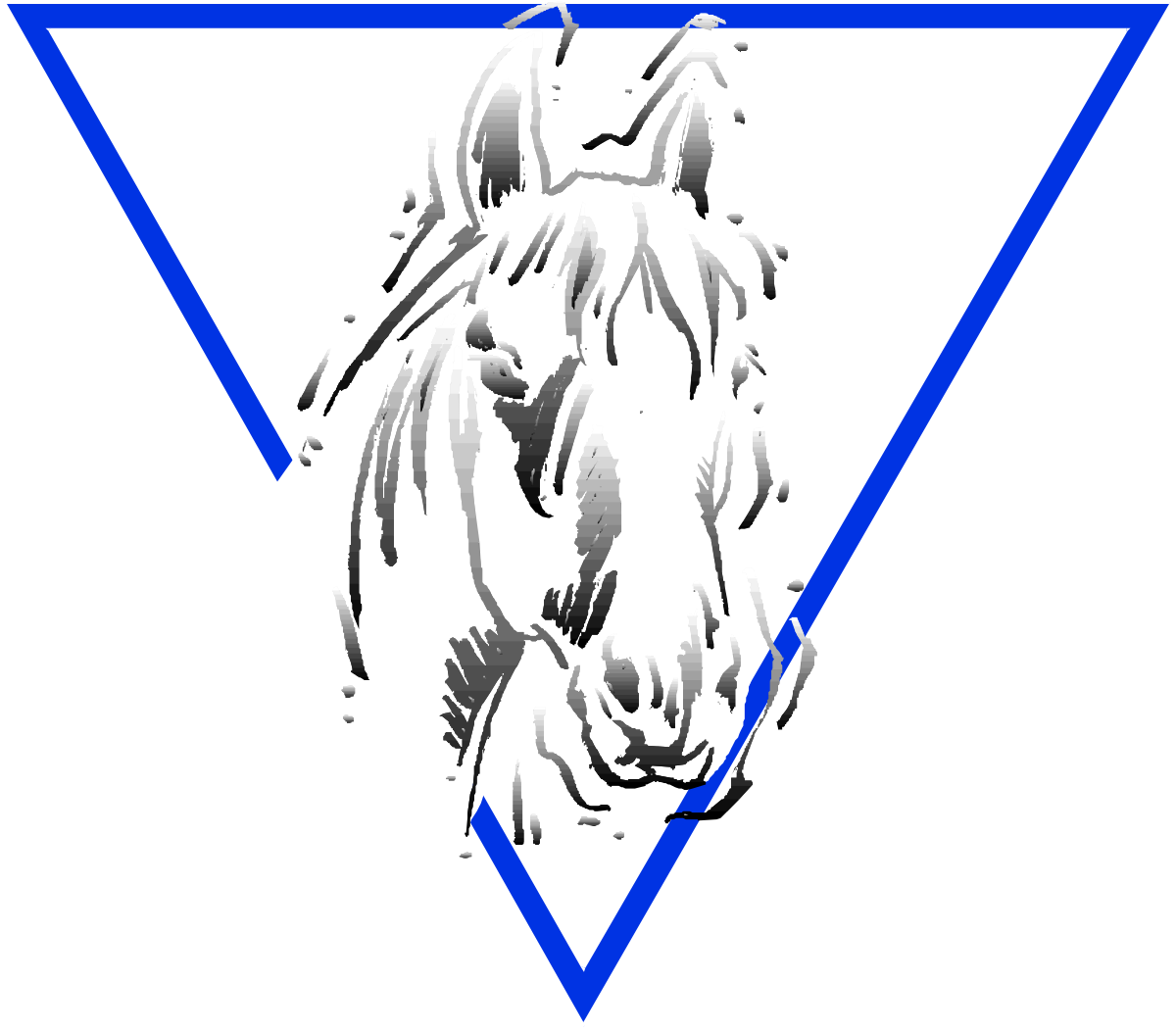 White Horse with Blue Triangles Background - Unique Clipart