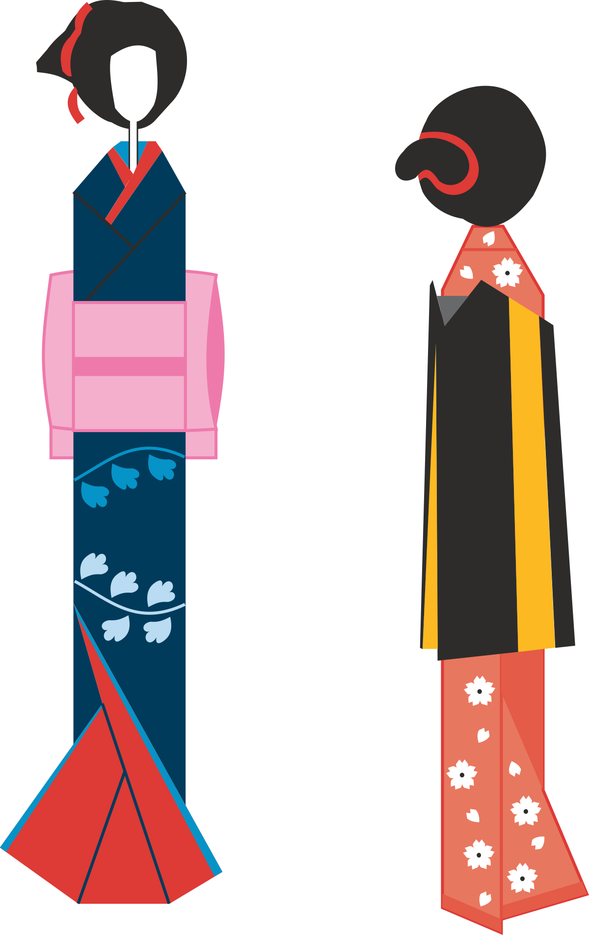 two women in kimono clip art png transparent Kimono Women Clipart: Elegant Designs Featuring Two Women in Traditional Attire