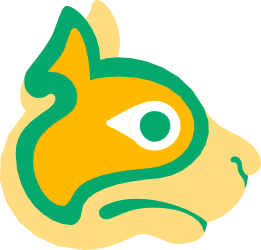 Green and Yellow Dog Head Clipart with Vibrant Green Eye
