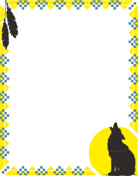 Borders and Animals Clipart: Black and Yellow Wolf Frame with Cat and Moon