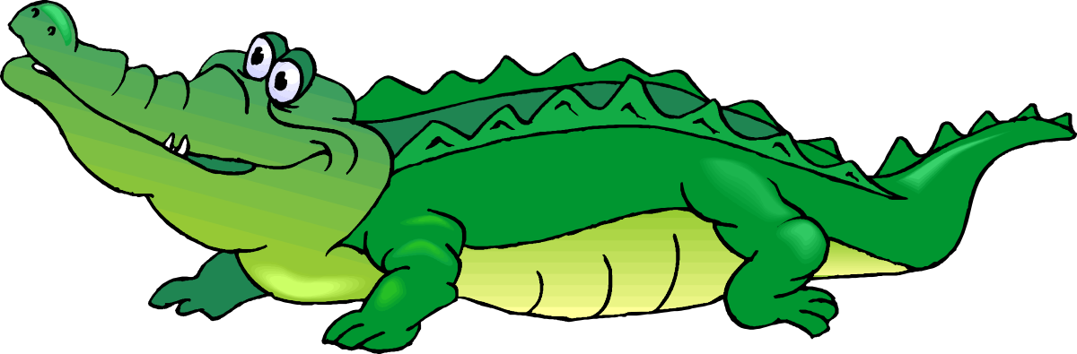 Cartoon Crocodile Clipart: Vibrant Green and Yellow Character