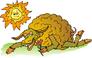 Cartoon Dinosaur with a Sun on Its Head - Fun Clipart for Kids