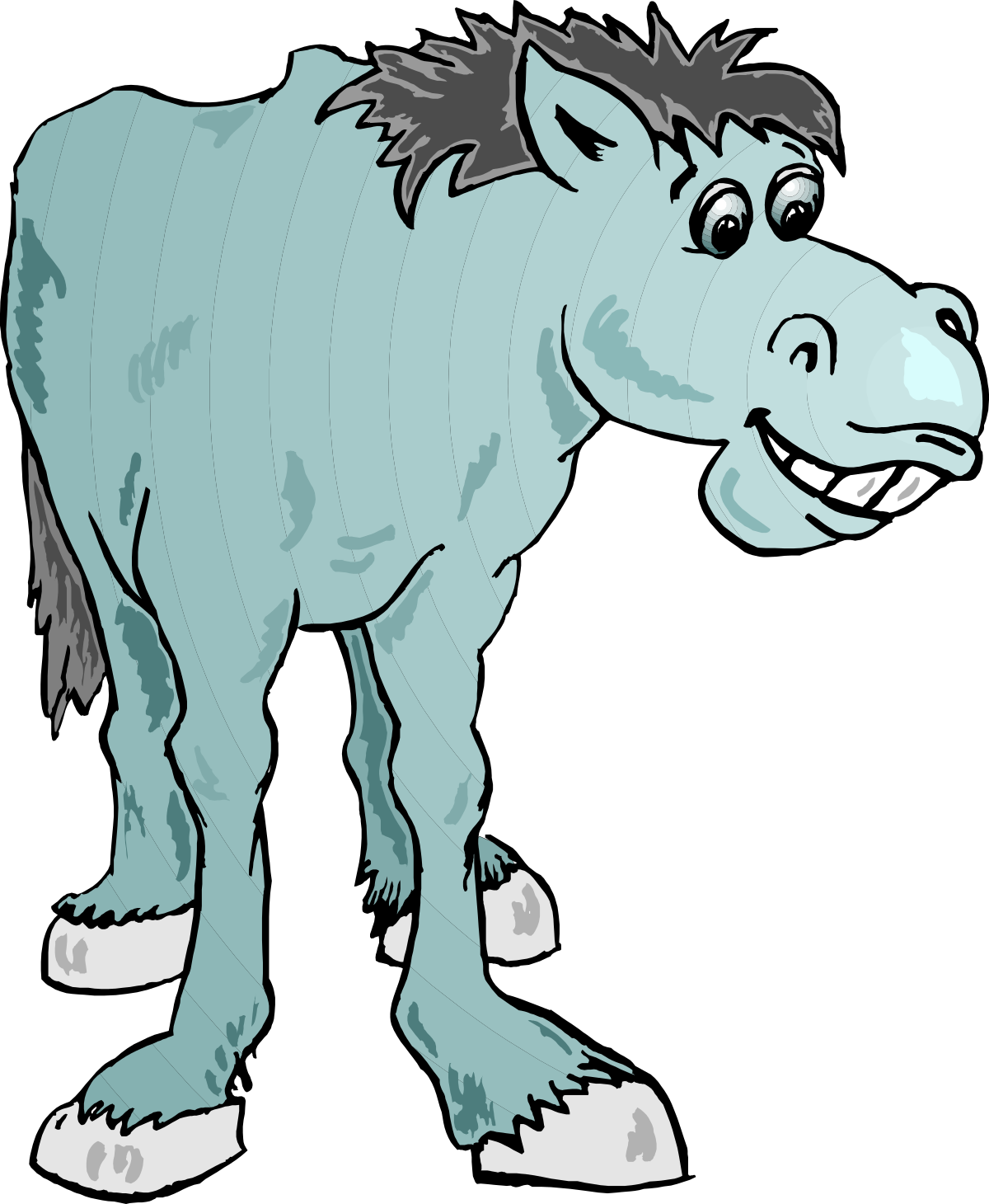 Cartoon Horse with Big Nose and Long Tail - Playful Clipart Design