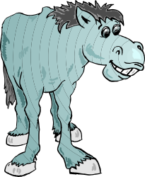 Cartoon Horse with Big Nose and Long Tail - Playful Clipart Design