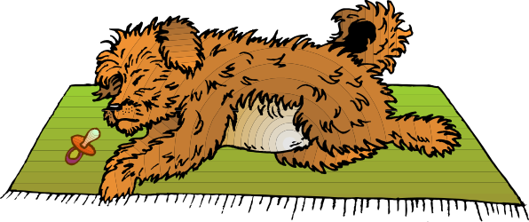 Dog Laying on Rug with Ball - Playful Clipart Scene