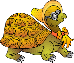 Turtle Clipart with Bow and Hat - Charming Animal Illustration