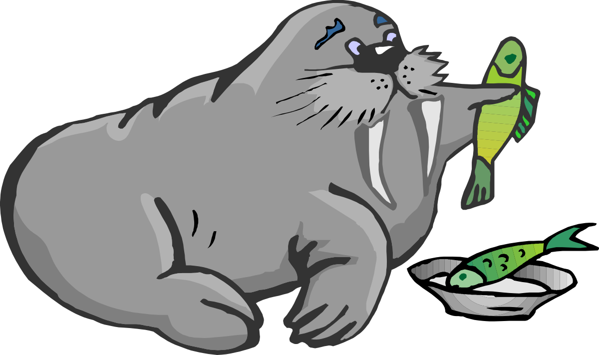 Seal with Fish in Mouth - Engaging Clipart for Ocean-Themed Projects